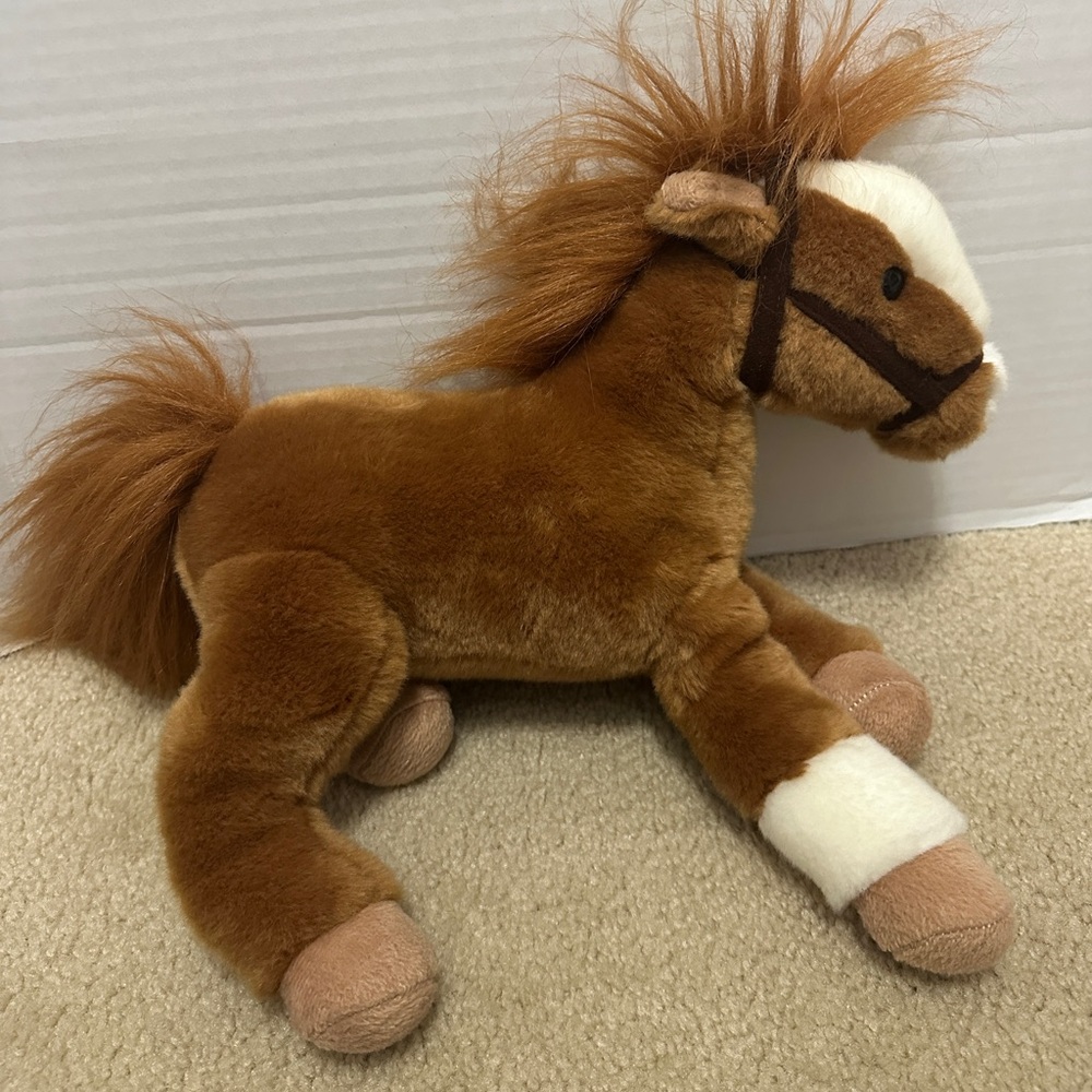 Wells Fargo Plush Horse “Mack” Brown Stuffed Animal Pony with Halter